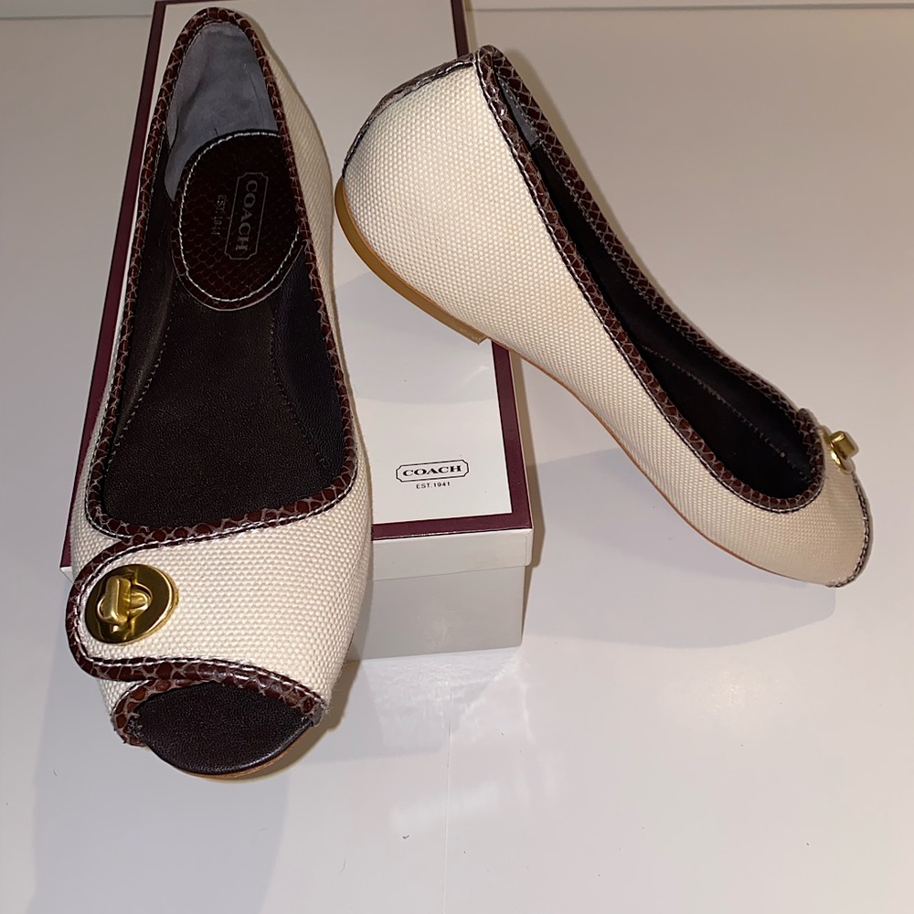 Coach Nicola Canvas And Python Flats. - image 1